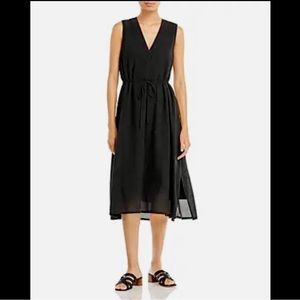 NWT Vince V-Neck Midi Length Black Dress with Tie size XL reg $250